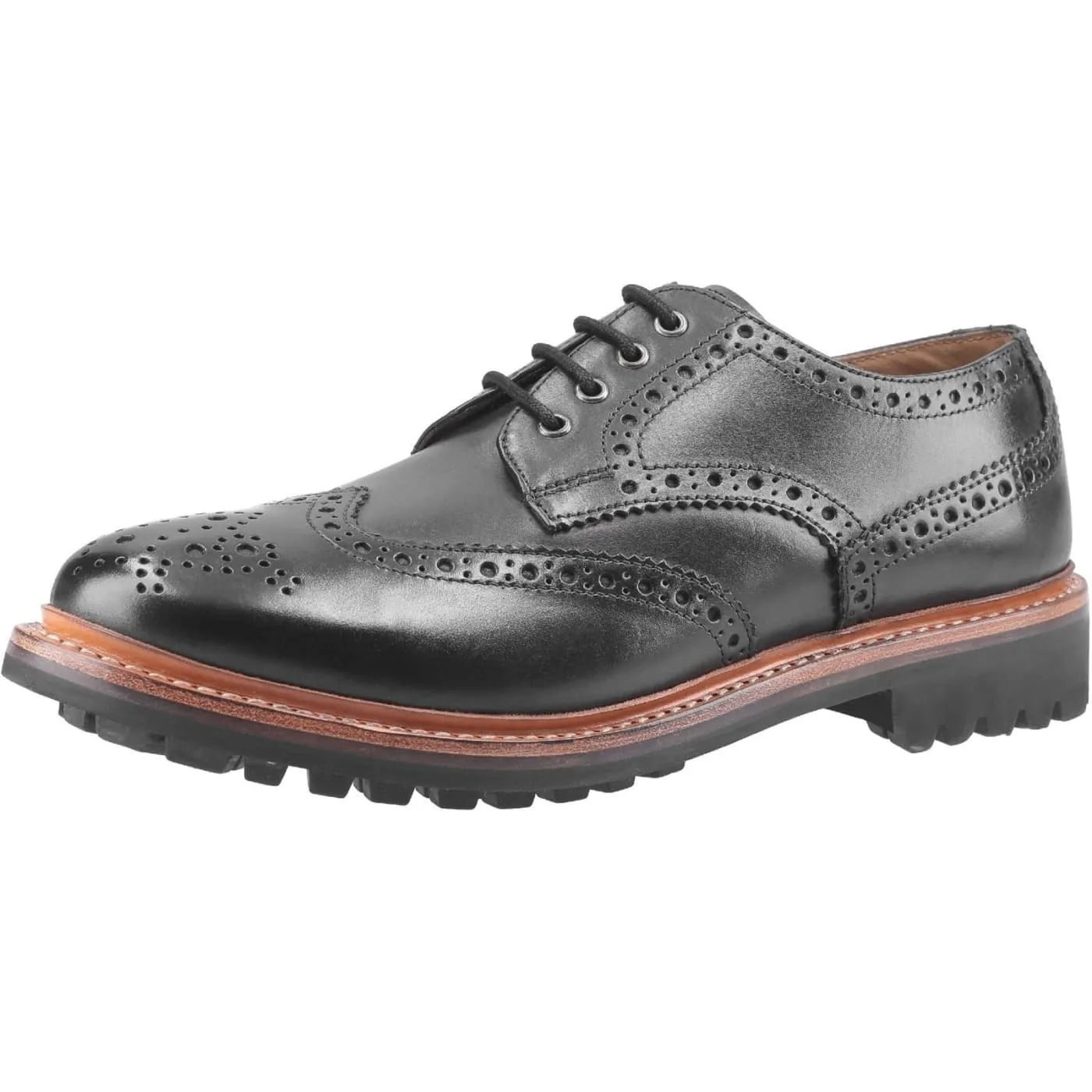 Cotswold Quenington Commando Black Mens Leather Shoes