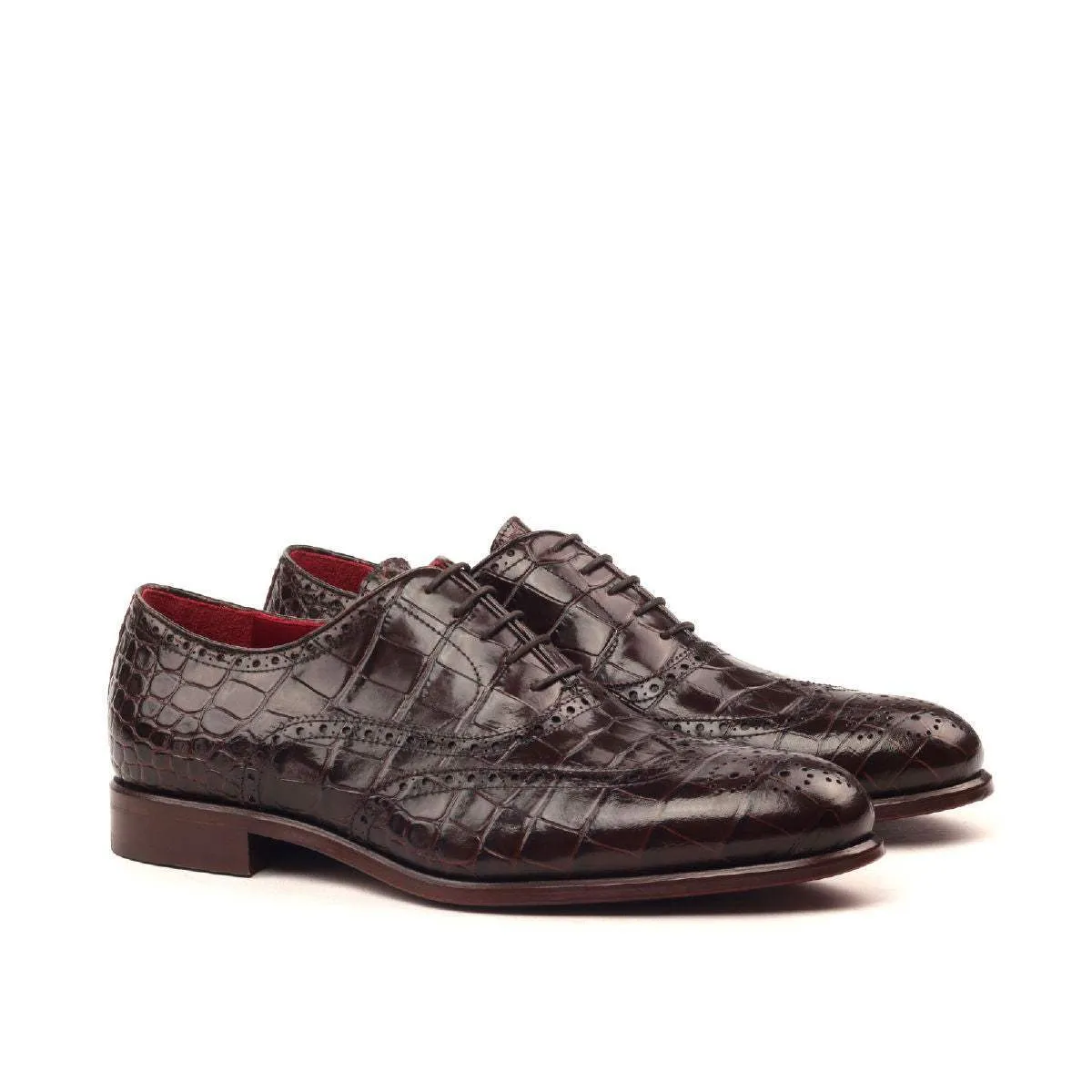 Full Brogue-Painted Croco, Brown-Wholesale
