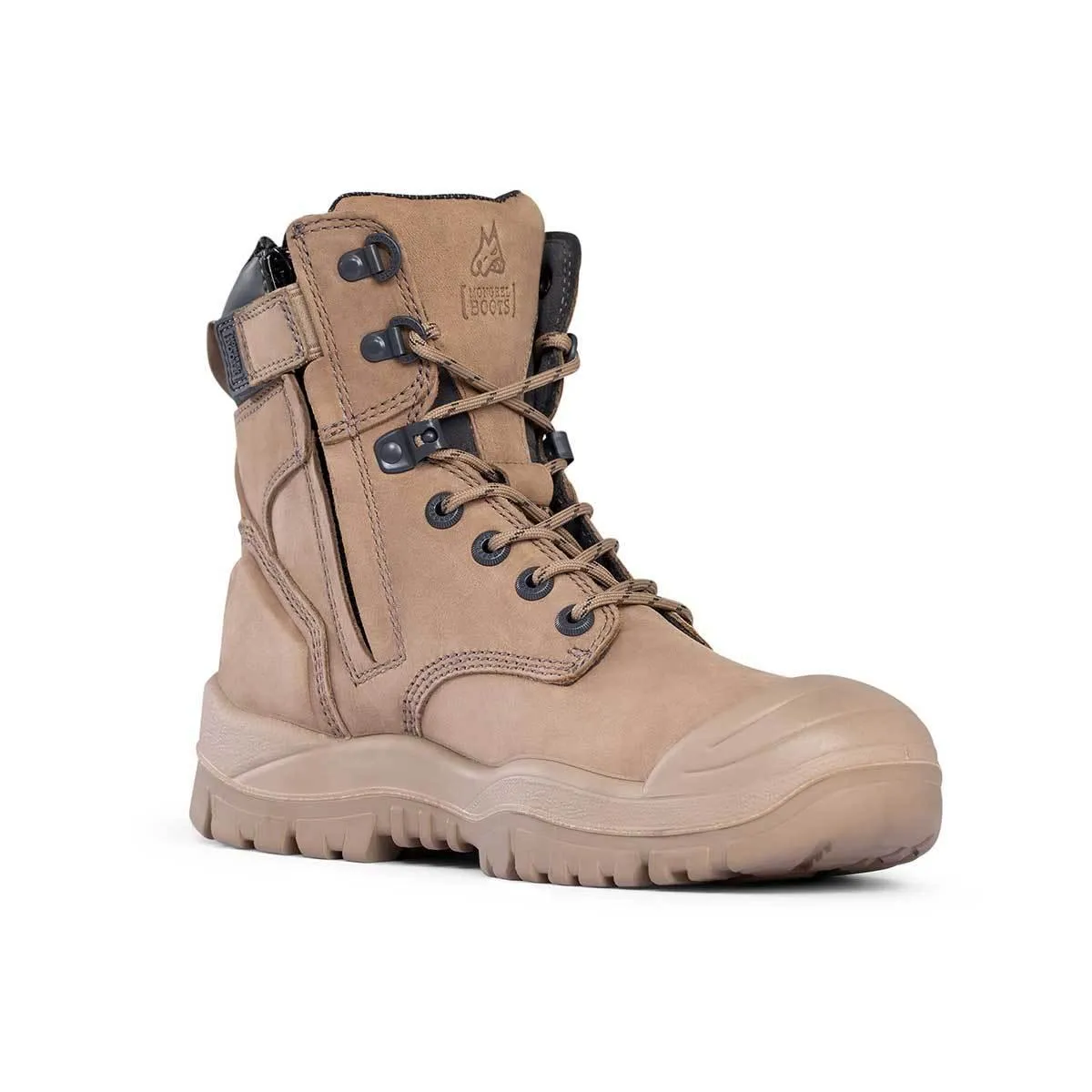 Mongrel 561060 High Leg Zipsider Scuff Cap Work Boots - Stone